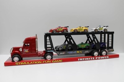 FRICTION TRUCK W/6 FREE WAY POLICE CAR RED/BLUE - HP1039023