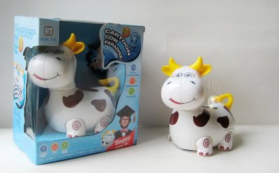 B/O CARTOON COW W/LIGHT & MUSIC & BUMP AND GO 2ASST，WHITE - HP1039489