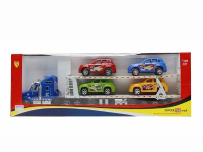 FRICTION TRUCK W/4 CAR RED/BLUE - HP1040306