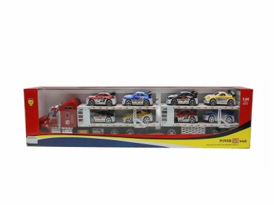 FRICTION TRUCK W/8 CAR RED/BLUE - HP1040311