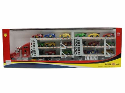 FRICTION TRUCK W/18 CAR RED/YELLOW - HP1040405