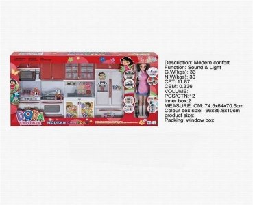 DORA KITCHEN SET W/LIGHT & SOUND & DOLL - HP1040443