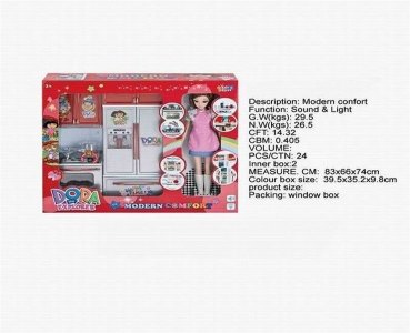 DORA KITCHEN SET W/LIGHT & SOUND & DOLL - HP1040444