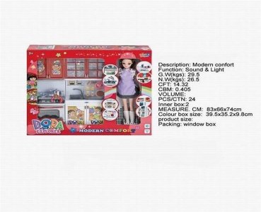 DORA KITCHEN SET W/LIGHT & SOUND & DOLL - HP1040446