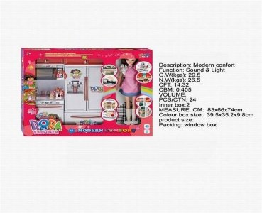 DORA KITCHEN SET W/LIGHT & SOUND & DOLL - HP1040447