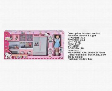 HELLO KITTY KITCHEN SET W/DOLL - HP1040484