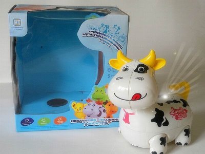 B/O CARTOON CHRISTMAS COW W/LIGHT & MUSIC & BUMP AND GO (RUSSIAN VERSION)  - HP1041169