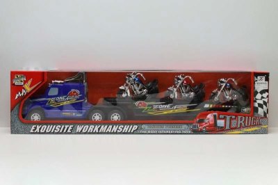 FRICTION TRUCK W/3 FREE WAY MOTORCYCLE YELLOW/BLUE - HP1042826