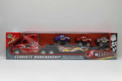 FRICTION TRUCK W/3 FREE WAY CAR RED/BLACK - HP1042828