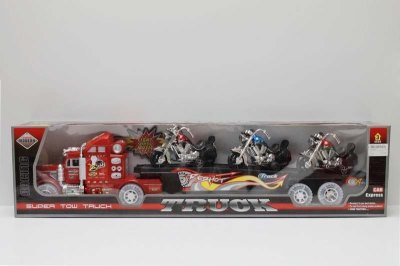 FRICTION TRUCK W/3 FREE WAY MOTORCYCLE & LIGHT & MUSIC - HP1042982
