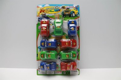 9PCS PULL BACK CARTOON CAR  3COLOR 3ASST - HP1043814