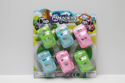 PULL BACK CARTOON CAR 3COLOR 6PCS  - HP1043941