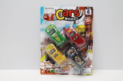 PULL BACK CARTOON CAR 8COLOR 4PCS  - HP1043943