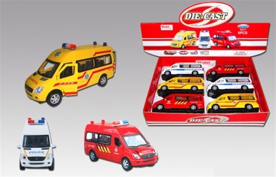 PULL BACK DIE CAST CAR W/LIGHT SOUND OPEN-DOOR 6PCS - HP1045310