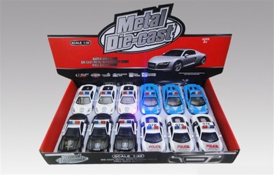 1:32PULL BACK DIE CAST CAR W/LIGHT SOUND 12PCS - HP1045329