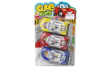 3PCS PULL BACK RACING CAR BLACK/RED/BLUE/YELLOW - HP1049316