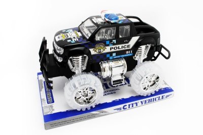 FRICTION POLICE CAR WHITE/BLACK W/LIGHT (INCLUDED BUTTONCELL) - HP1051551