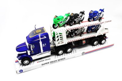 FRICTION TRUCK W/6 MOTOCYCLE W/LIGHT&MUSIC BLUE/BLACK/RED - HP1054930