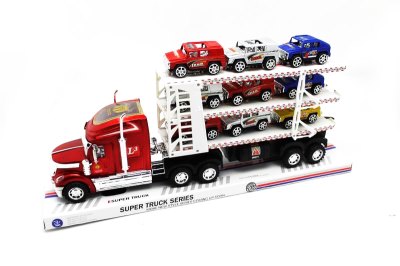 FRICTION TRUCK W/9 CARS W/LIGHT&MUSIC BLUE/BLACK/RED - HP1054933