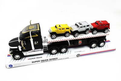 FRICTION TRUCK W/3 CARS BLUE/BLACK/RED - HP1054934