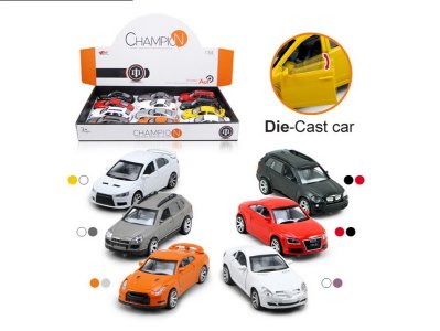 PULL BACK DIE CAST W/LIGHT&MUSIC 2COLOR 6ASST 12PCS/DISPLAY BOX(CAN OPEN THE DOOR) - HP1055318