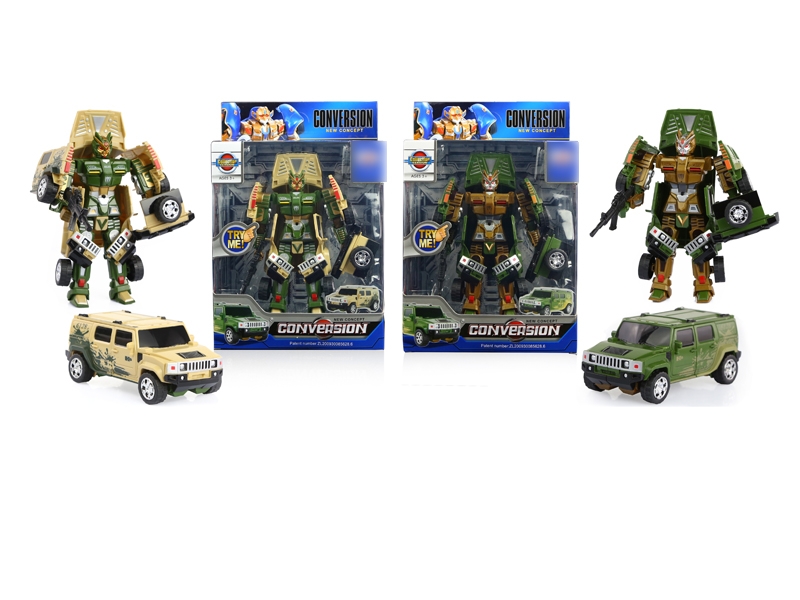 TRANSFORMATIVE CAR W/LIGHT & MUSIC &  INCLUDED BATTERY ARMY GREEN  / SAND COLOR - HP1056864