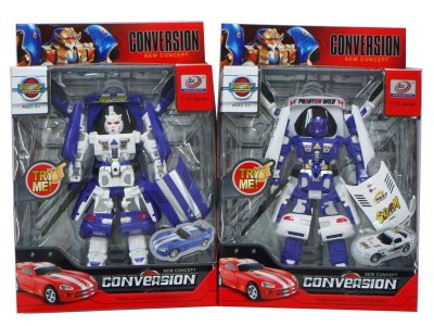 TRANSFORMATIVE CAR W/LIGHT & MUSIC BLUE/WHITE INCLUDED BUTTONCELL - HP1056868