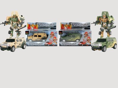 TRANSFORMATIVE CAR W/LIGHT & MUSIC ARMY GREEN/SAND COLOR W INCLUDED BUTTONCELL - HP1056873