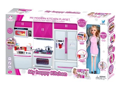 COOKING SET W/LIGHT & MUSIC & DOLL  2*AAA BATTERIES - HP1057772