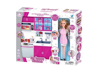 COOKING SET W/LIGHT & MUSIC & DOLL  3*AG13  - HP1057786