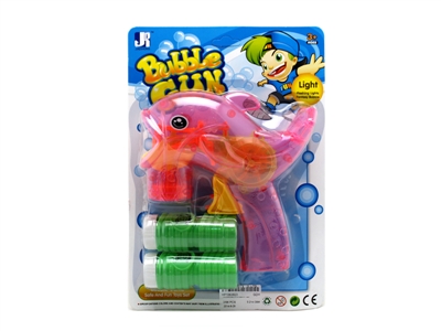 FRICTION DOLPHIN BUBBLE GUN W/LIGHT RED/BLUE (TRANSPARENT) - HP1063823