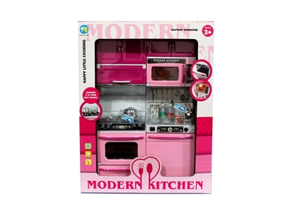 KITCHEN SET PINK W/LIGHT&MUSIC INCLUDE BATTERY - HP1065137