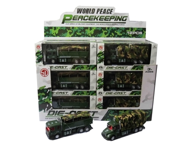 1:60灯光音乐回力合金军事模型 运输车 12PCS 2款混 - HP1065356