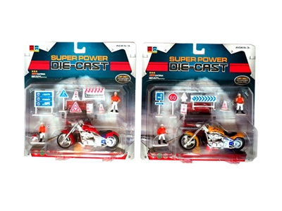 1:18灯光音乐合金模型 哈雷摩托车+路标 4款混 - HP1065588