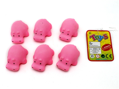 VINYL HIPPO W/WHISTLE 6PCS - HP1066201