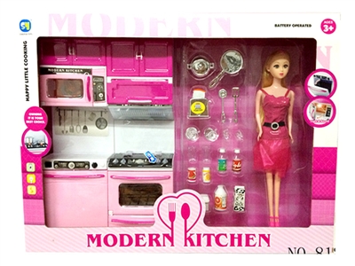 KITCHEN SET W/DOLL LIGHT&MUSIC 3*AG13 INCLUDED  - HP1066973