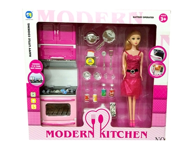 KITCHEN SET W/DOLL LIGHT&MUSIC 3*AG13 INCLUDED 2ASST - HP1066975