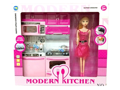 KITCHEN SET W/DOLL LIGHT&MUSIC 3*AG13 INCLUDED  - HP1066977