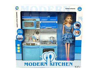 KITCHEN SET W/DOLL LIGHT&MUSIC 3*AG13 INCLUDED  - HP1066979
