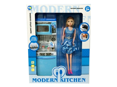 KITCHEN SET W/DOLL LIGHT&MUSIC 3*AG13 INCLUDED 2ASST - HP1066981