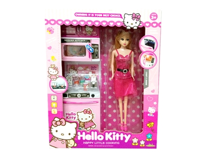 HELLO KITTY KITCHEN SET W/DOLL LIGHT&MUSIC 3*AG13 INCLUDED 2ASST - HP1066987