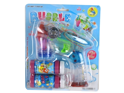 B/O TRANSPARENT BUBBLE GUN WITH 4 LED，MUSIC，2 BOTTLE LIQUID - HP1072057