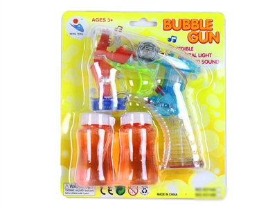 B/O TRANSPARENT BUBBLE GUN WITH 4 LED，MUSIC，2 BOTTLE LIQUID - HP1072059