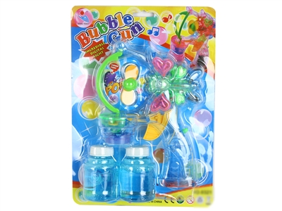B/O TRANSPARENT BUBBLE GUN WITH 2 LED，MUSIC，2 BOTTLE LIQUID - HP1072068