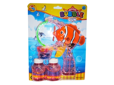 B/O CLOWNFISH BUBBLE GUN WITH 2 LED，MUSIC，2 BOTTLE LIQUID - HP1072072