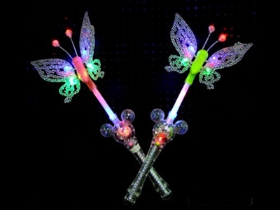 FLASHING BUTTERFLY WAND WITH MUSIC，3 COLOUR ASST - HP1072100