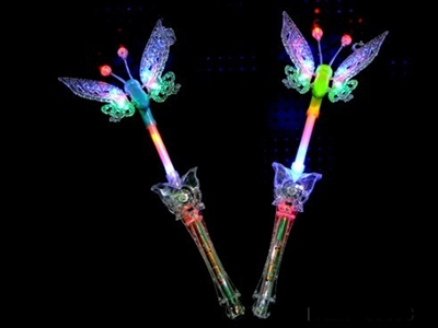 FLASHING BUTTERFLY WAND W/ MUSIC，3 COLOUR ASST - HP1072102