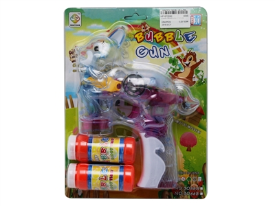 B/O TRANSPARENT SQUIRREL BUBBLE GUN W/MUSIC，LIGHT，2 BOTTLE LIQUID - HP1072282