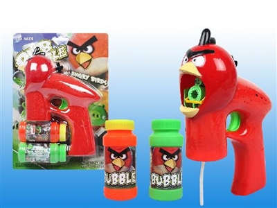 B/O ANGRY BIRD BUBBLE GUN W/MUSIC，BLUE LED，2 BOTTLE LIQUID - HP1072341