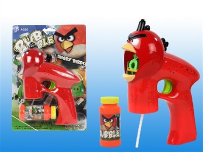 B/O ANGRY BIRD BUBBLE GUN W/MUSIC，BLUE LED，1 BOTTLE LIQUID - HP1072370